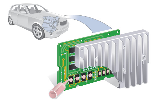 Dispensed thermal materials in Automotive Electronic Control Unit